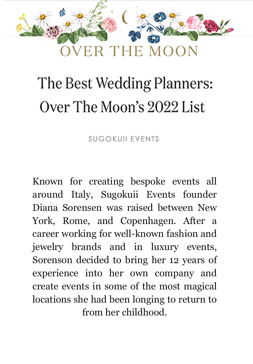 Best Wedding Planners — Over the Moon, Sugokuii Events